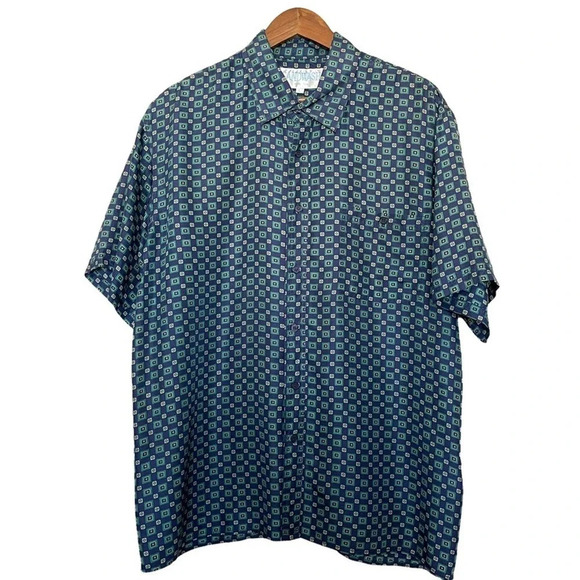 Sandwash 100% silk Short Sleeve Button Down Shirt Size Large - Picture 5 of 5